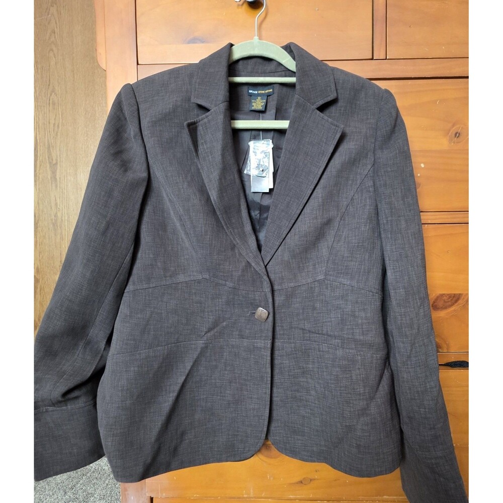 NWT Grace Dane Lewis Blazer Size 10 Brown Single Breasted Suit Jacket